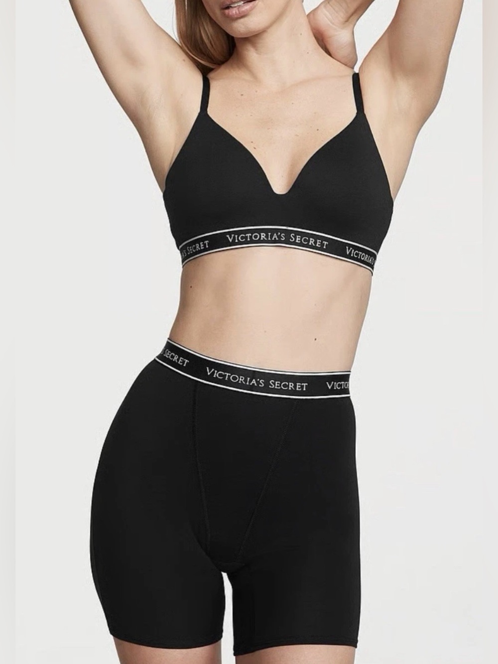 VICTORIA’S SECRET HIGH WAIST LOGO BOYSHORT BOXER MEDIUM STRETCH BLACK NEW TAGS
